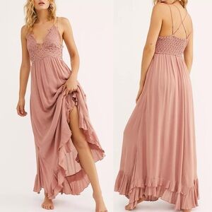 NWT Free People Adella Rose Pink Maxi Slip Dress S